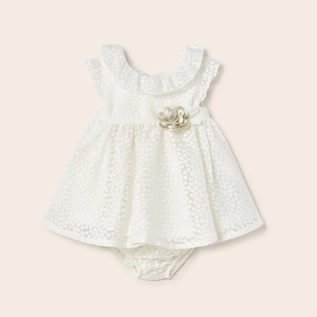 Mayoral szívecske mintás gyönyörű alkalmi ruha virágdízítéssel 