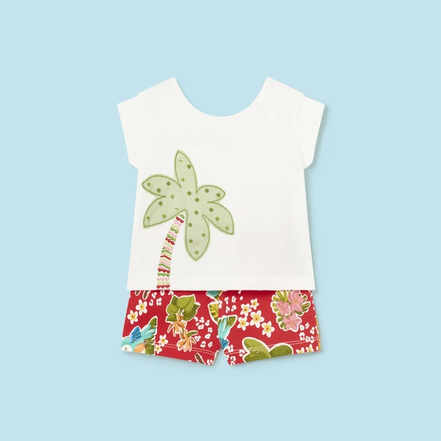 Mayoral hátán nyitott pálmafás felső és színes rövidnadrág szett