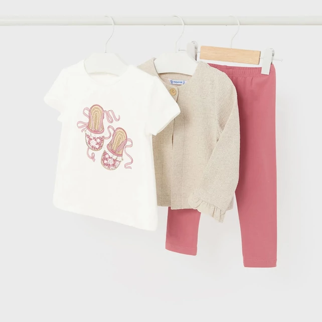 Mayoral 3 részes csillogó kardigán, felső és leggings szett