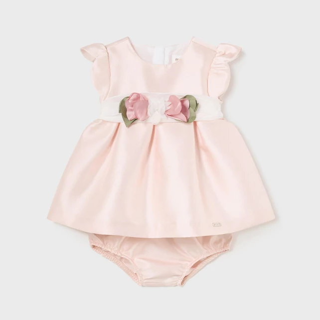 Mayoral meseszép alkalmi virágdíszítéses szaténruha alsóval