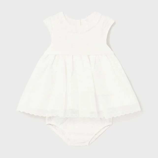 Mayoral varázslatos hófehér alkalmi tüllruha csipkegallérral