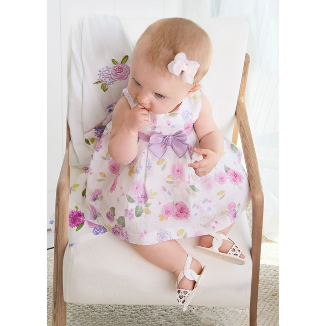 Mayoral meseszép virágmintás lenvászon alkalmi ruha