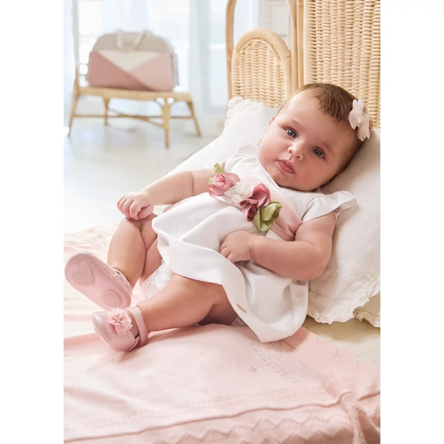 Mayoral meseszép alkalmi virágdíszítéses szaténruha alsóval