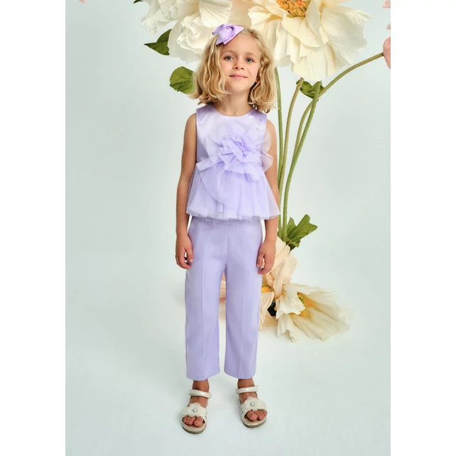 Abel&lula gyönyörű szatén-tüll top és nadrág szett 2025 ÚJ Abel&lula gyönyörű szatén-tüll top és nadrág szett 2025 ÚJ