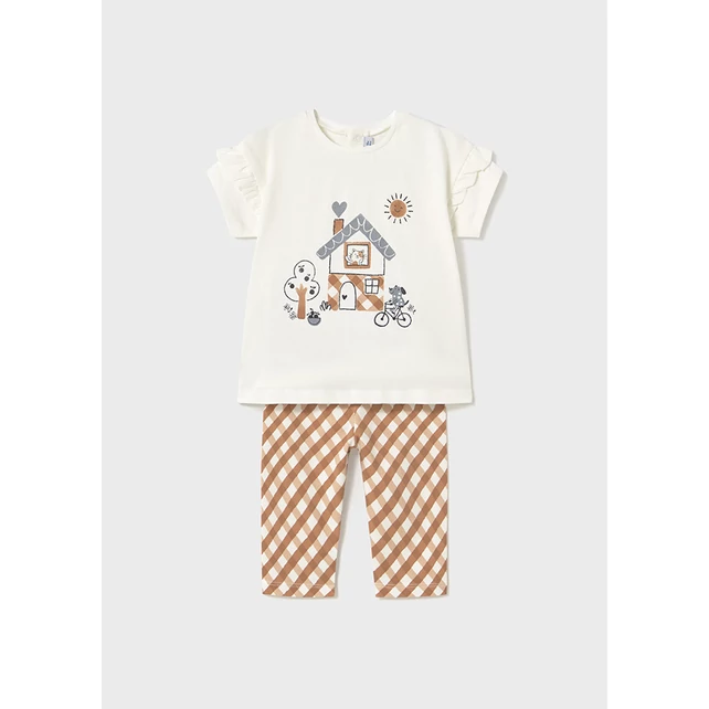 Mayoral fodros ujjú felső és mintás 3/4-es leggings szett