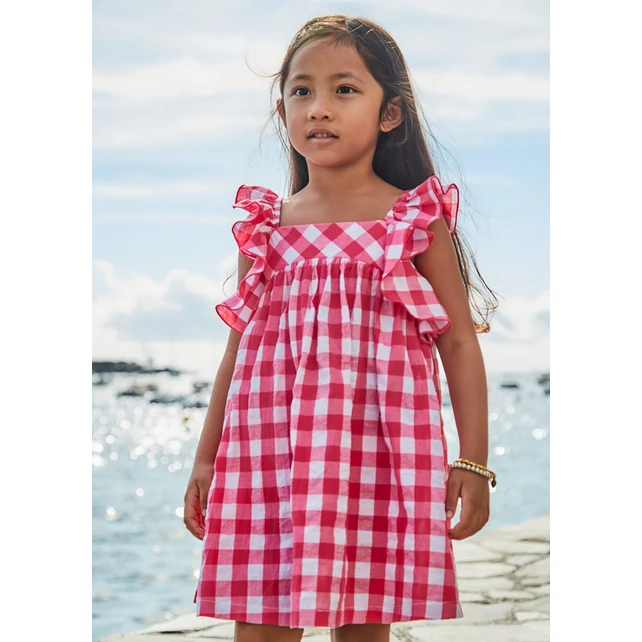 Mayoral csodaszép kockás nyári ruha fodrokkal Mayoral csodaszép kockás nyári ruha fodrokkal