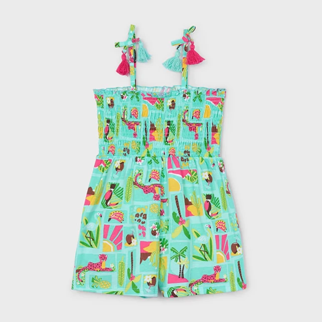 Mayoral trópusi mintás pántos nyári pamut overál  Mayoral trópusi mintás pántos nyári pamut overál