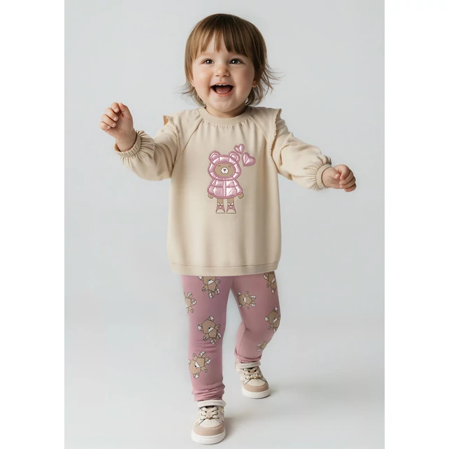 Mayoral csinos-macis pulóver és macimintás leggings szett 2025 TÉL