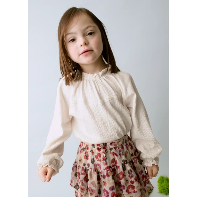 Mayoral fodros nyakú gyűrt pamut blúz 2025 TÉL