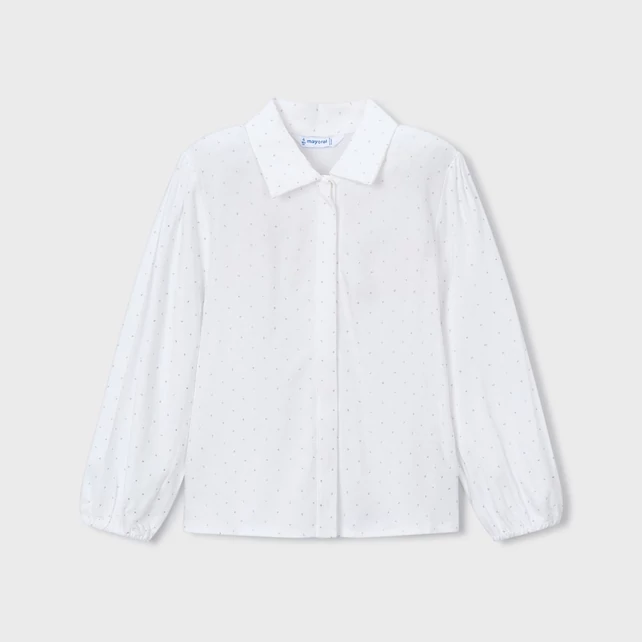 Mayoral csillogó ezüst pöttyös galléros blúz 2025TÉL