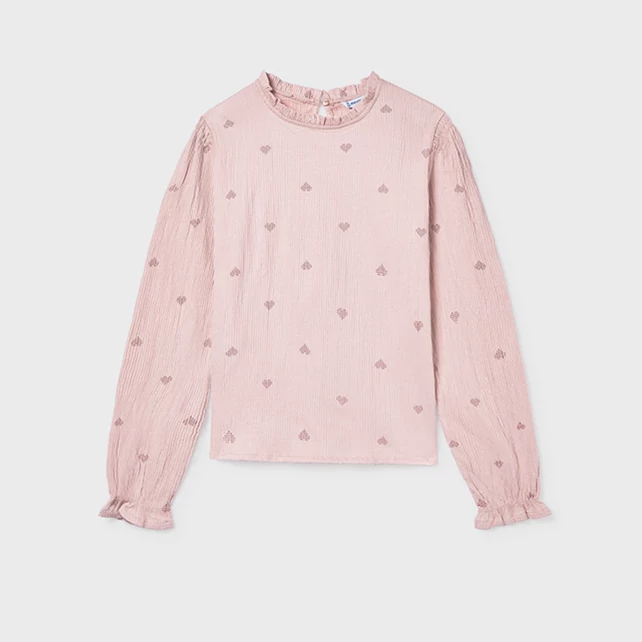 Mayoral fodros nyakú mintás pamut blúz 2025 TÉL