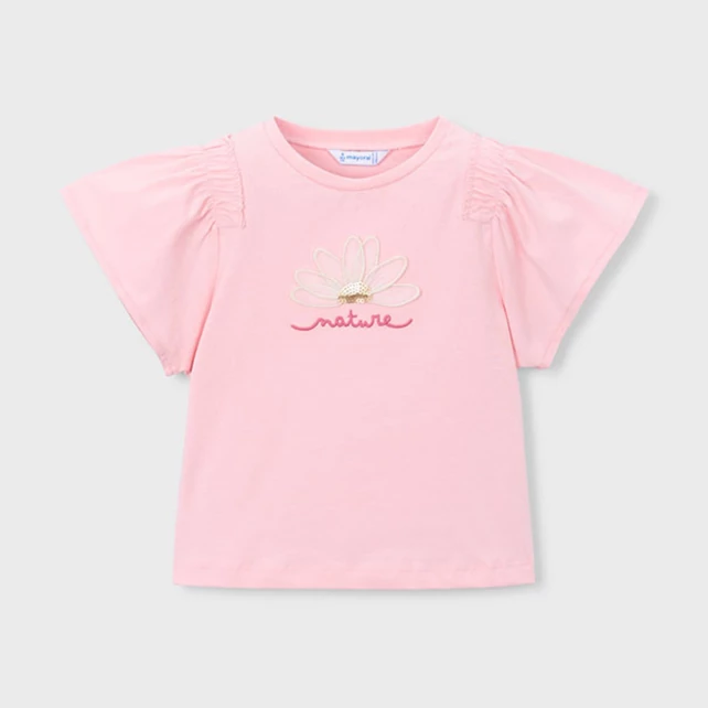 Mayoral  3D virággal díszített fodros ujjú felső 2026 NYÁR