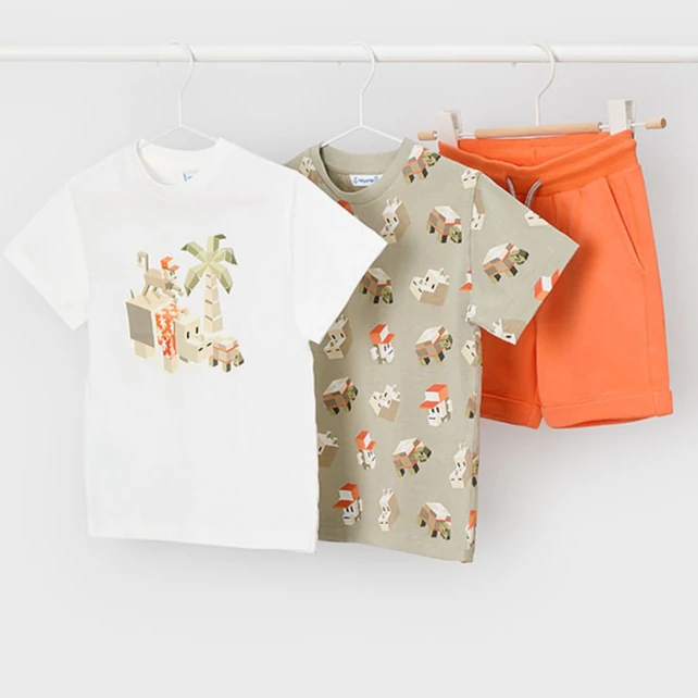 Mayoral 3 részes játékmintás felső és rövidnadrág szett 2026 NYÁR