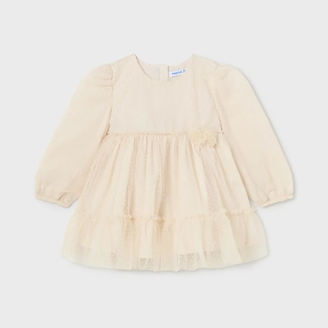 Mayoral meseszép fodros tüllruha derekán tüll virággal