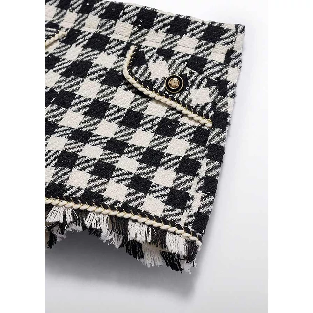 Abel&lula tyúklábmintás tweed rövidnadrág arany gombokkal 2025 TÉL