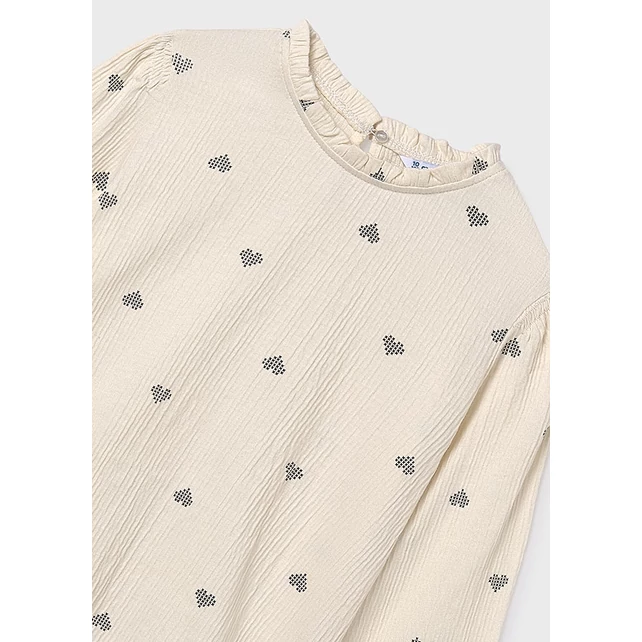 Mayoral fodros nyakú mintás pamut blúz 2025 TÉL