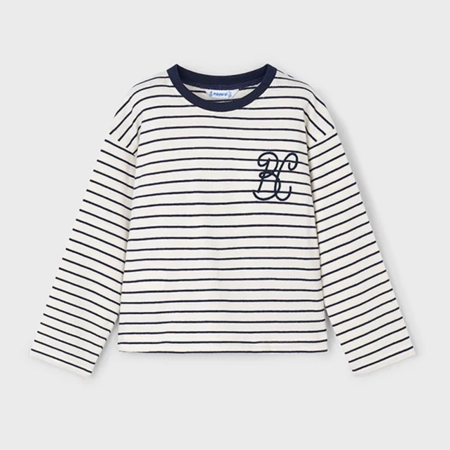 Mayoral csíkos hosszú ujjú felső hímzéssel 2025 TÉL Mayoral csíkos hosszú ujjú felső hímzéssel 2025 TÉL