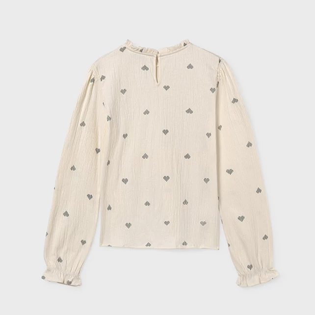 Mayoral fodros nyakú mintás pamut blúz 2025 TÉL