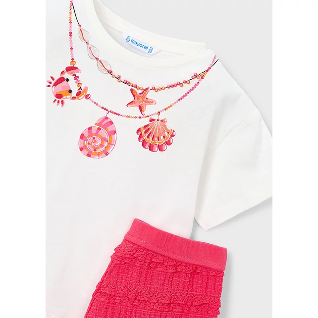 Mayoral mintás felső és különleges fodros rövidnadrág szett 2026 NYÁR