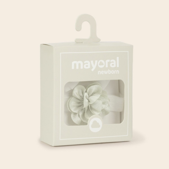 Mayoral gyönyörű virágos fejpánt és masnis csat szett díszdobozban