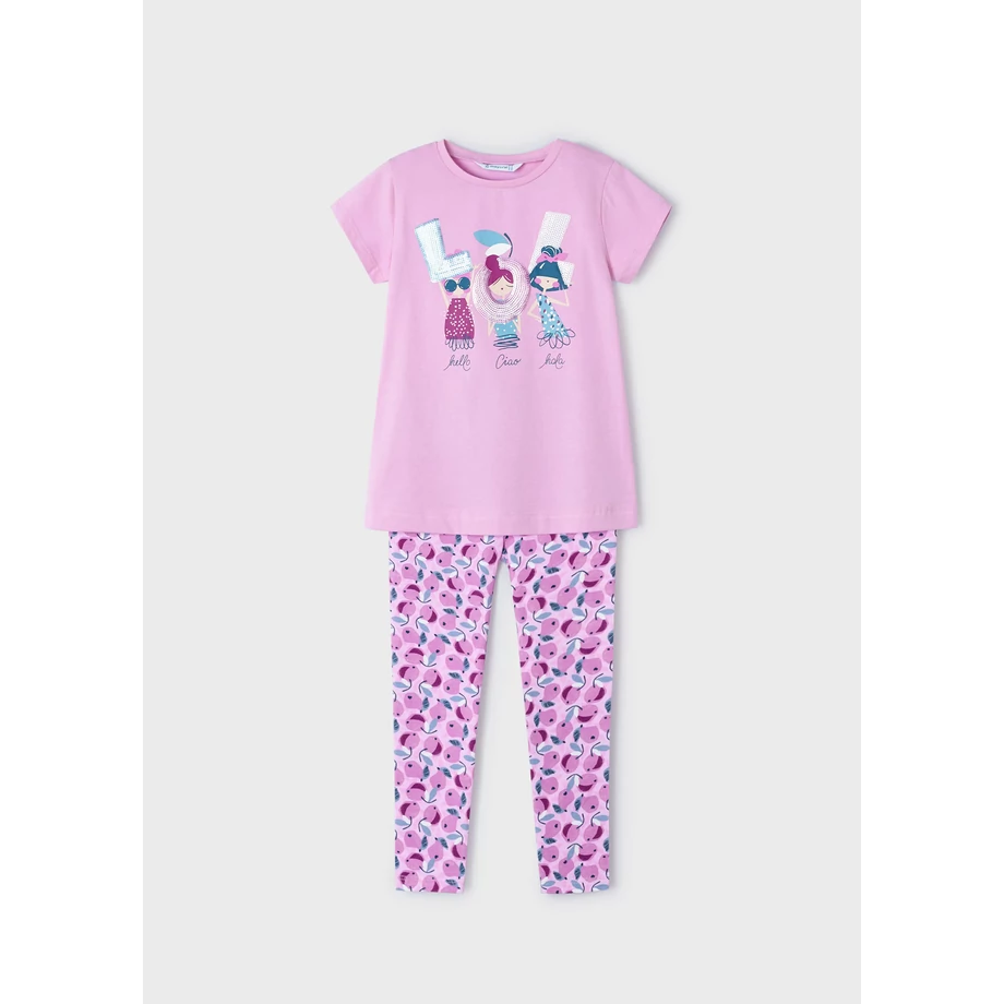 Mayoral Lol feliratos-flitteres felső és hosszú leggings szett