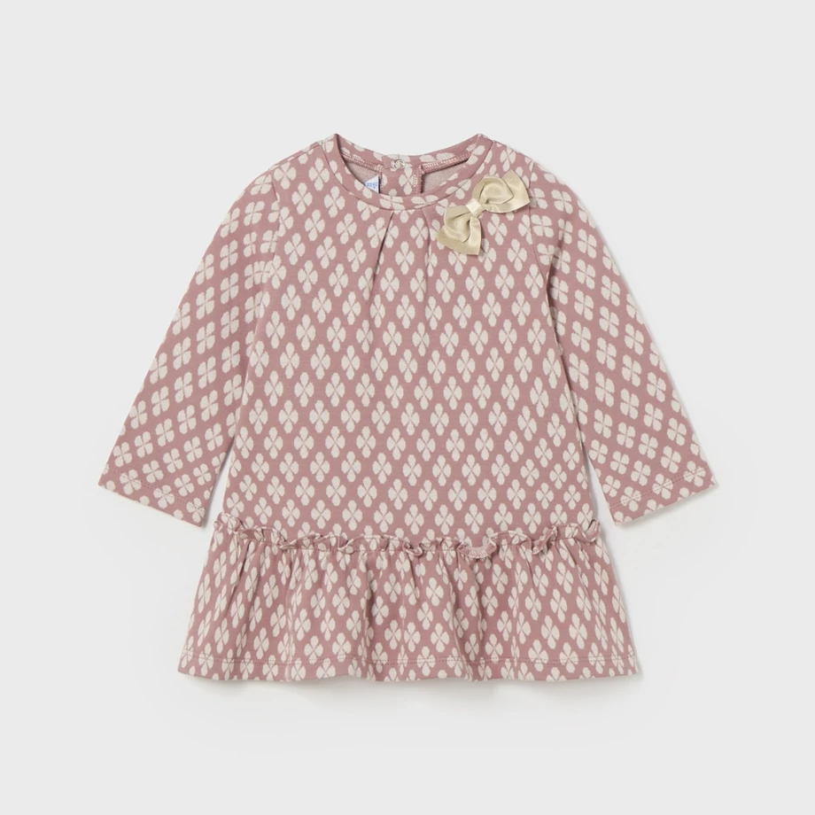 Mayoral vállán masnis virágmintás jacquard ruha