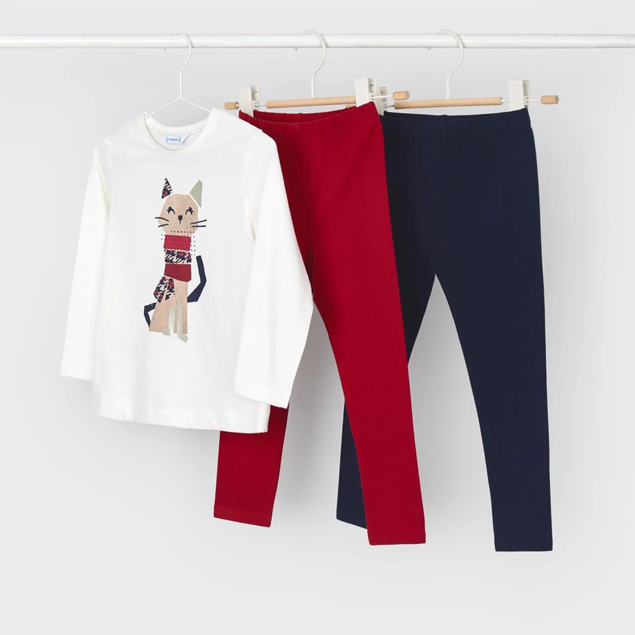 Mayoral 3 részes cicás felső és 2db leggings szett