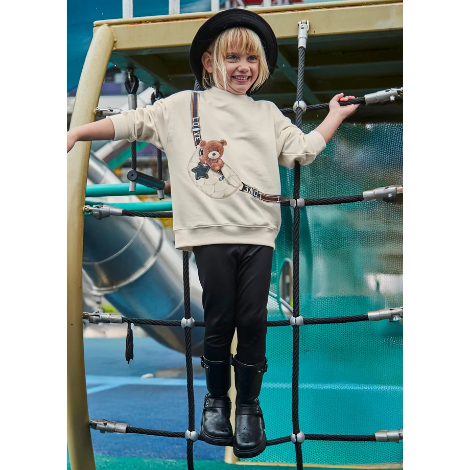 Mayoral cuki macis pulóver és fényes bőrhatású leggings szett 2025 TÉL Mayoral cuki macis pulóver és fényes bőrhatású leggings szett 2025 TÉL