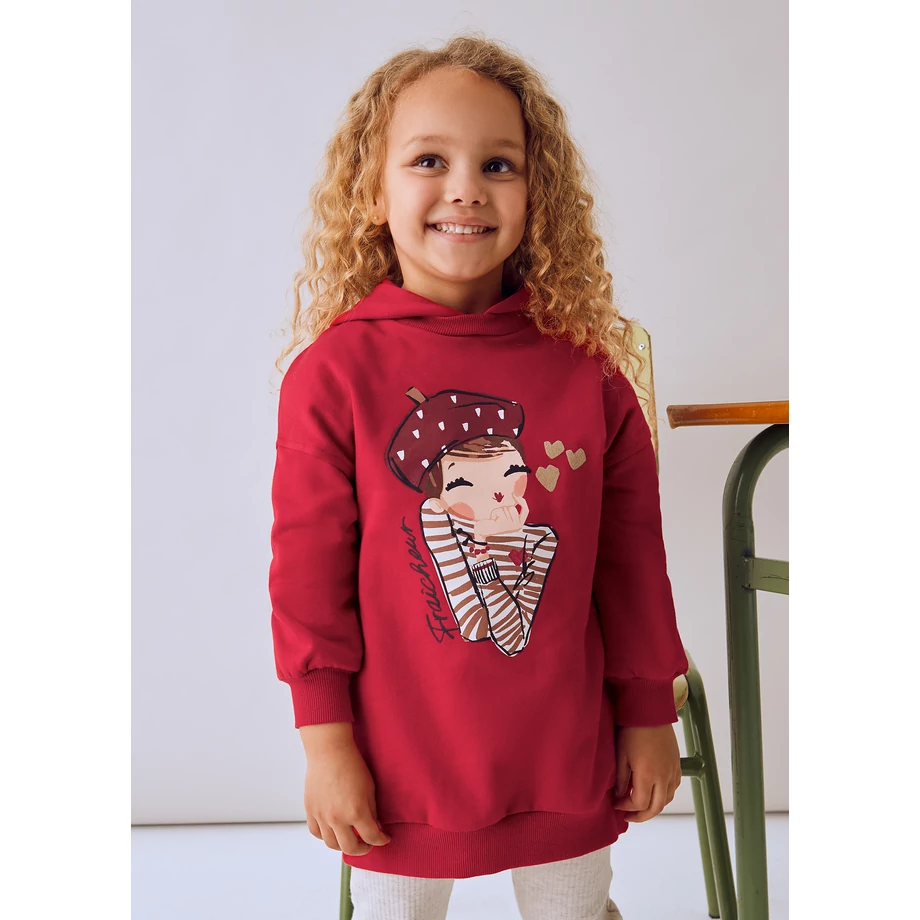 Mayoral párizsi lány mintájú kapucnis pulcsiruha 2025 TÉL Mayoral párizsi lány mintájú kapucnis pulcsiruha 2025 TÉL