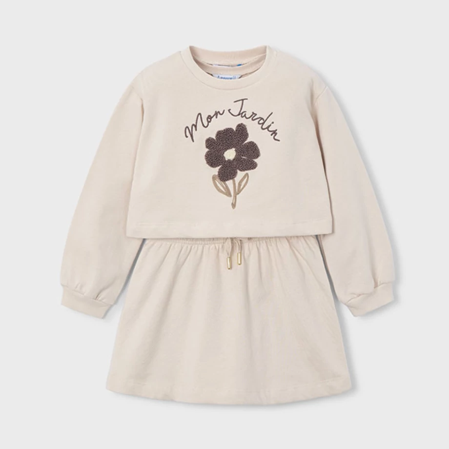 Mayoral virágmintás kétrészes pulóver és ruha szett 2025 TÉL Mayoral virágmintás kétrészes pulóver és ruha szett 2025 TÉL